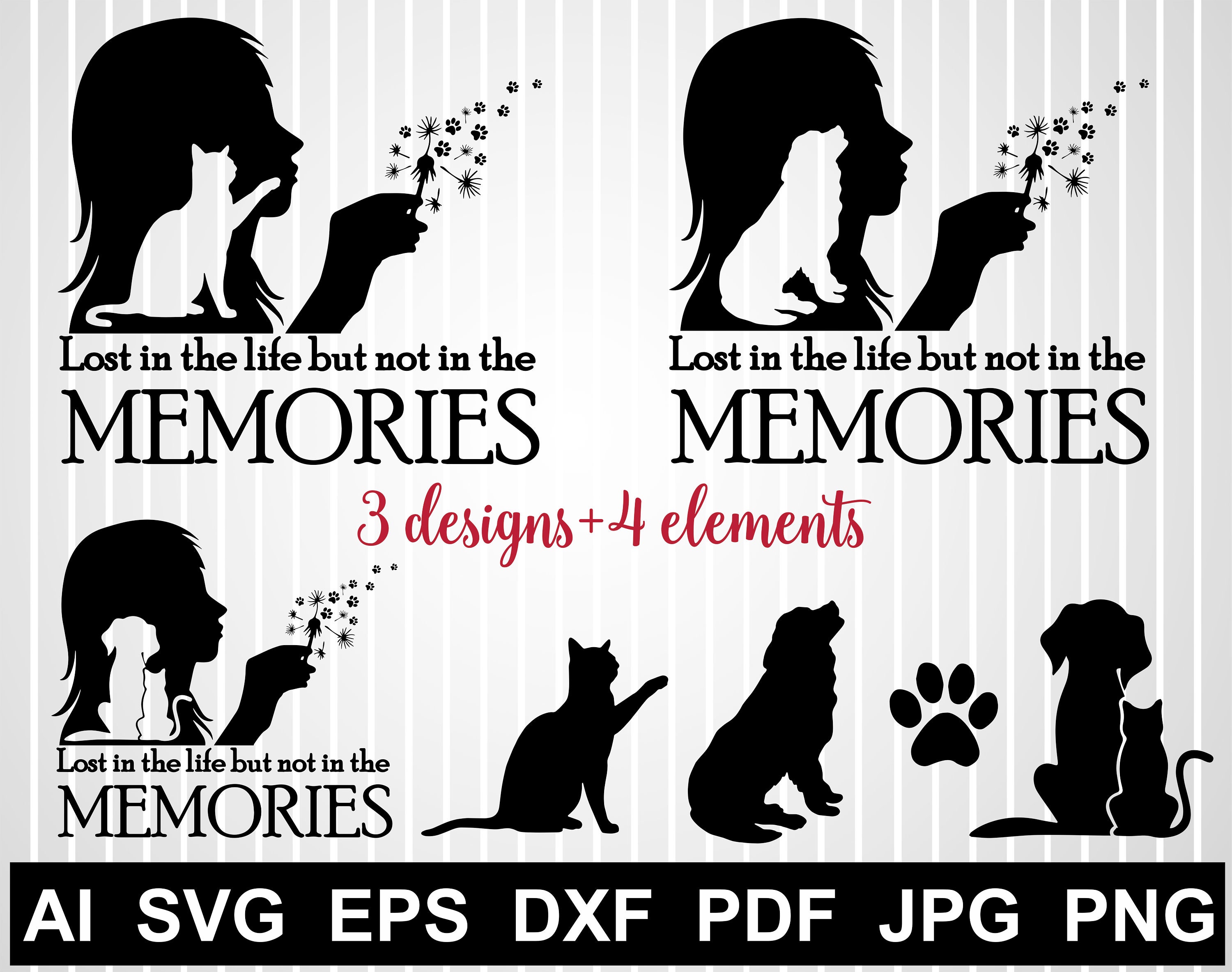 Download Paw Print Svg Cuts File Dandelion Vector Design Pet Memorial Etsy