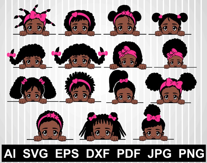 Download Peek a boo svg bundle Black girl vector African american ...