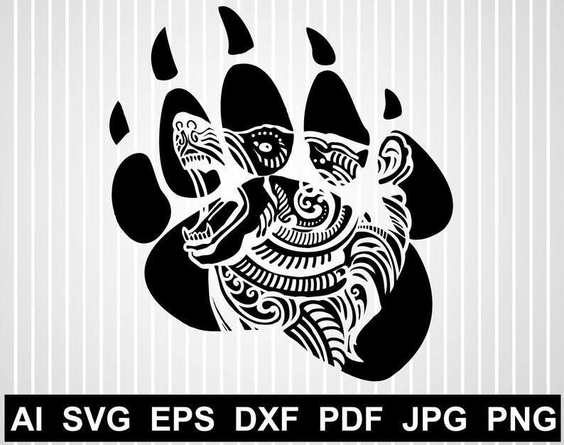 Mandala Bear Paw print svg file Mama bear claw Mandala svg Paw | Etsy