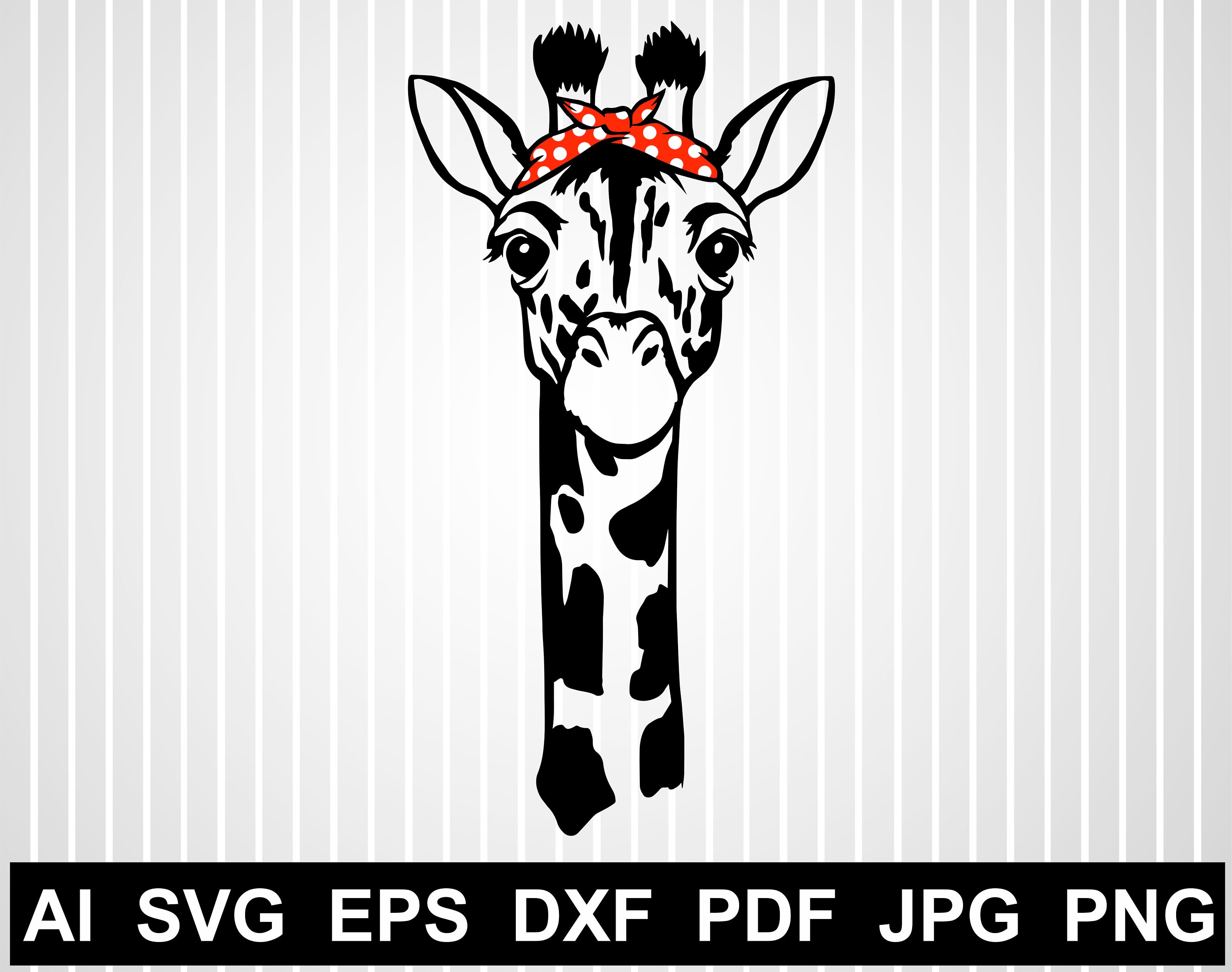 Download Giraffe Svg Free Cuts For Cricut Giraffe With Bandana Vector Etsy