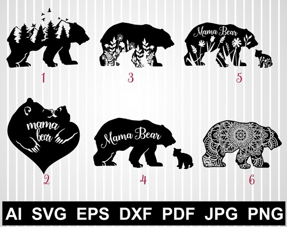 Download Floral Bear Svg Cuts Mama Bear Silhouette Animal Zentangle Vector Design Mandala Family Bear File For Cricut Mountain Range Png Clipart Free