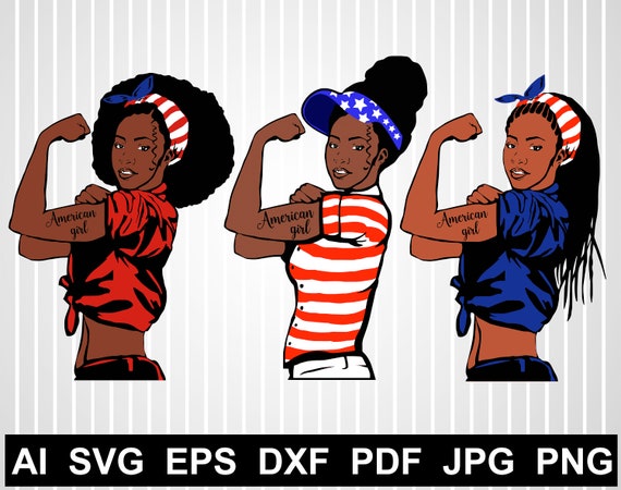 Rosie The Riveter Svg African American Flag 4th Of July Etsy