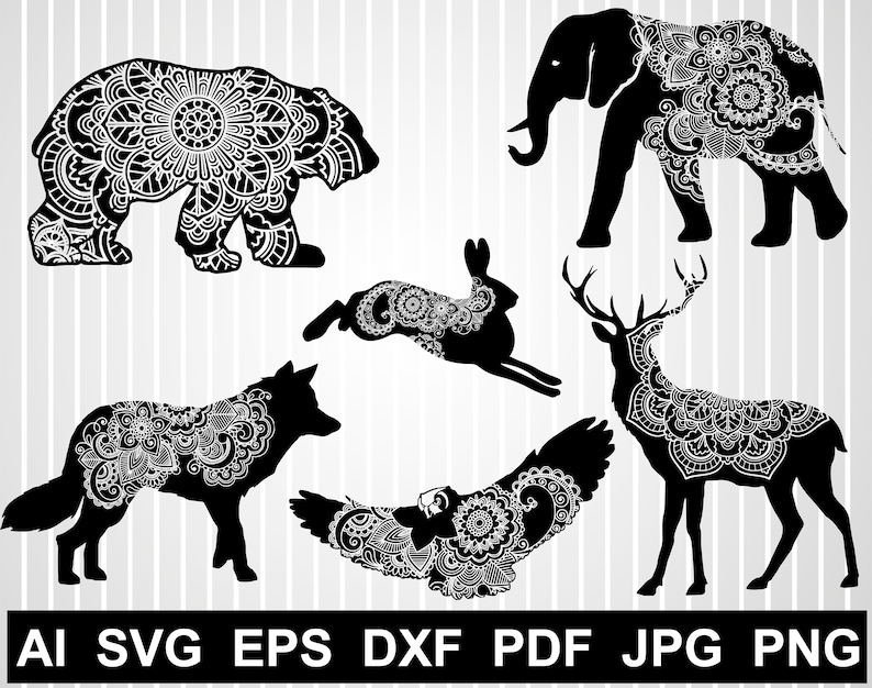 Mandala elephant svg Animal zentangle Owl mandala clipart Fox image 0