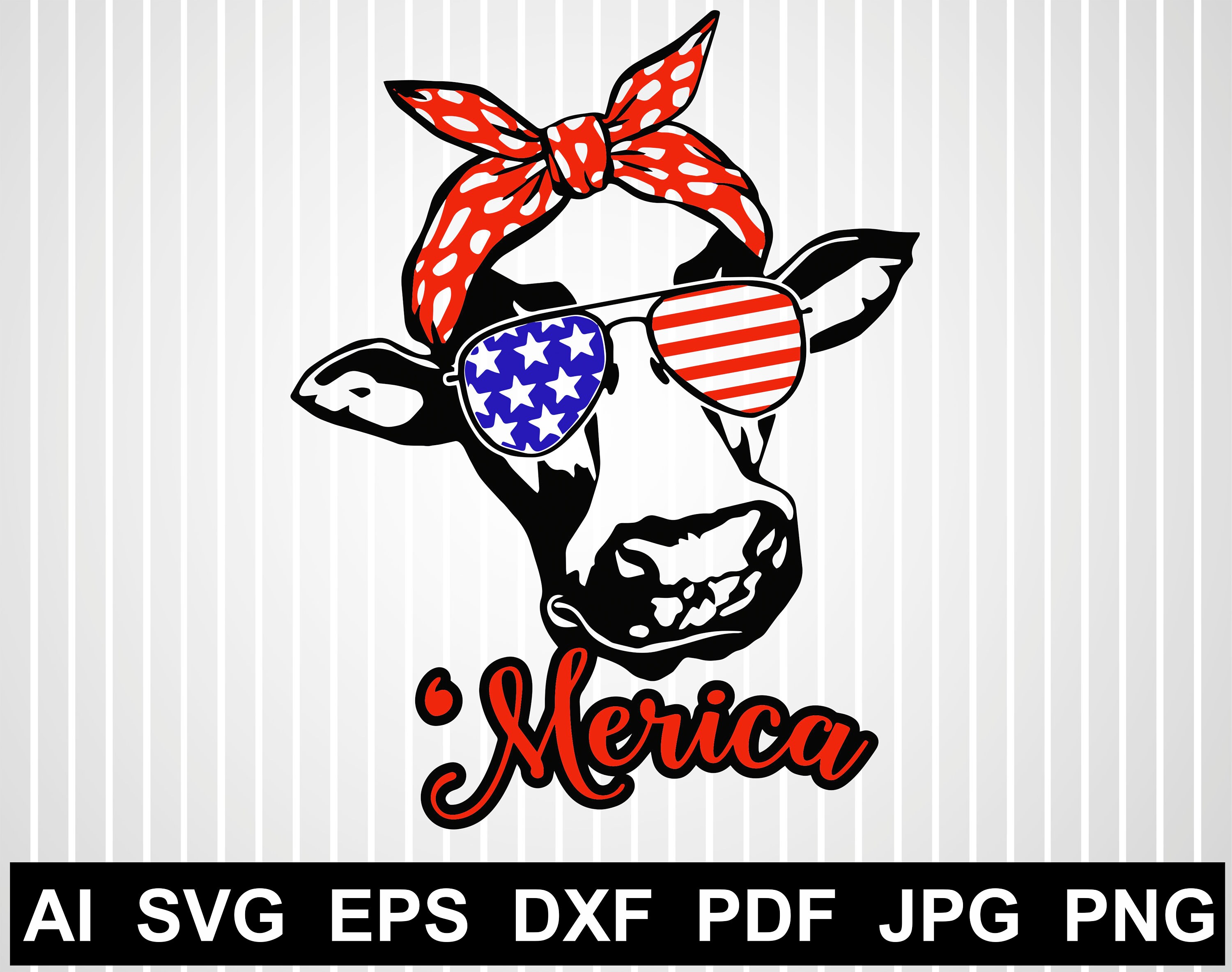Download Cow With Bandana Svg File Merica Silhouette Patriotic Svg Etsy