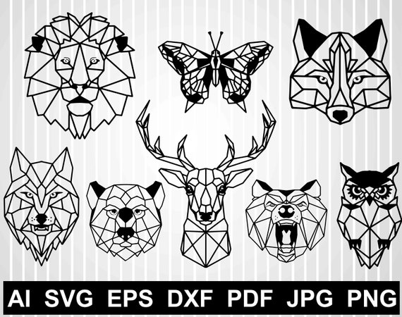 Download Geometric Owl Silhouette Svg Files For Cricut Bear Svg Free Wolf Vector Design Triangle Butterfly Fox