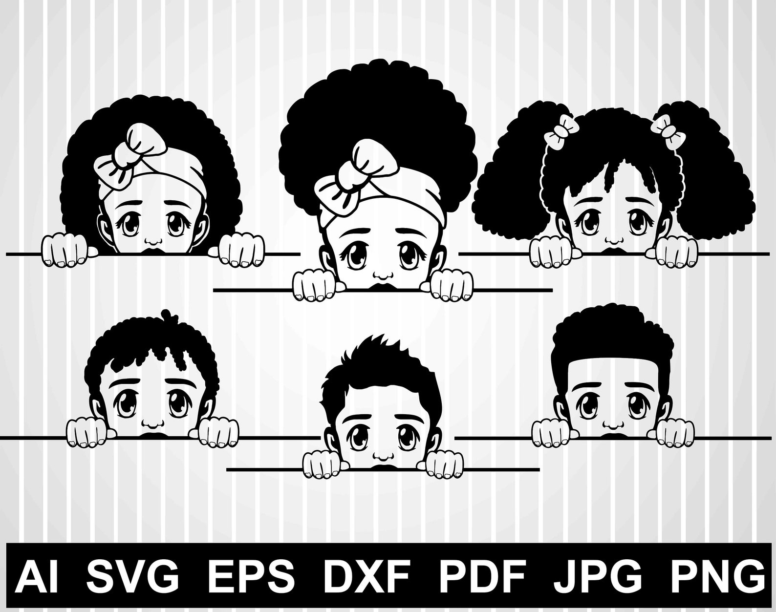 Peek a boo svg cuts archivo para cricut African american svg bundle Afro gi...