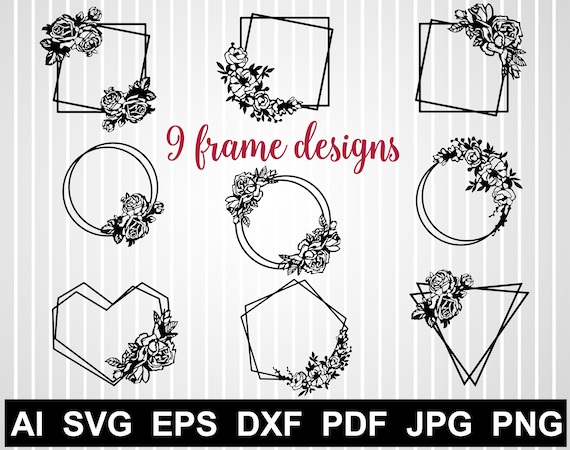 Download Floral Frame Svg Files For Cricut Circle Monogram Frame Laurel Etsy