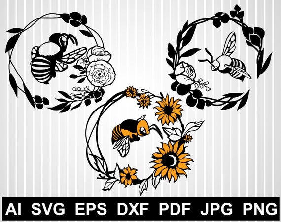 Download Floral Bee Svg Honey Bumble Bee Files For Cricut Queen Bee Svg Etsy