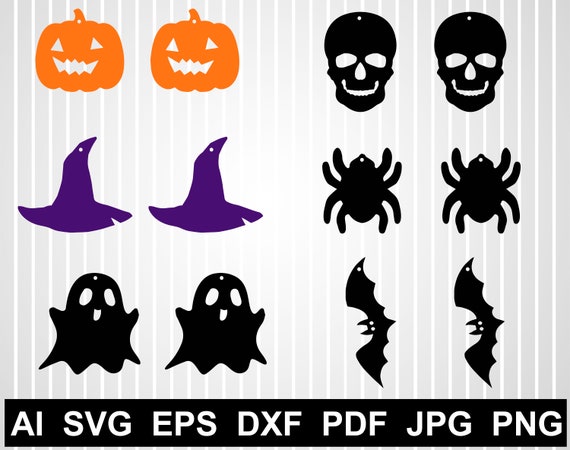 Happy Halloween Earrings Svg Bundle Pumpkin Clipart Cut Files Etsy
