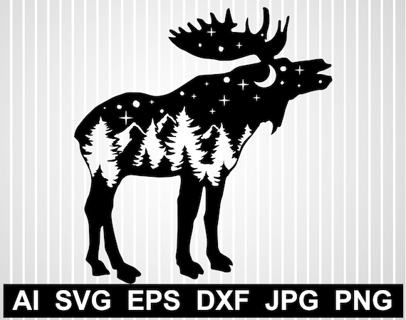 Mountain Range Moose Svg Moose Png Moose Clipart Circuit Cut Etsy
