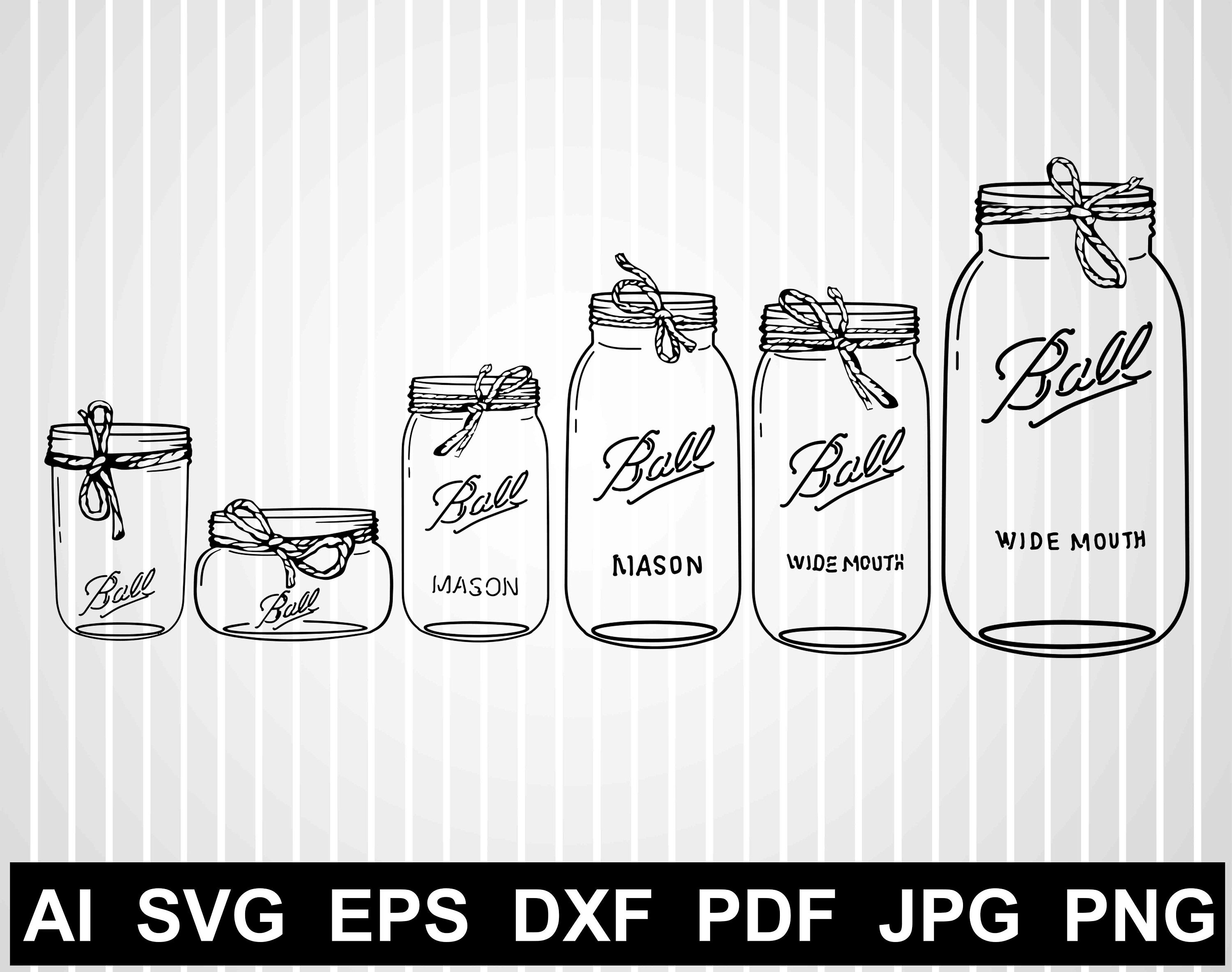 Download Mason Jar Vector Design Svg Files For Cricut Farmhouse Svg Jar Etsy