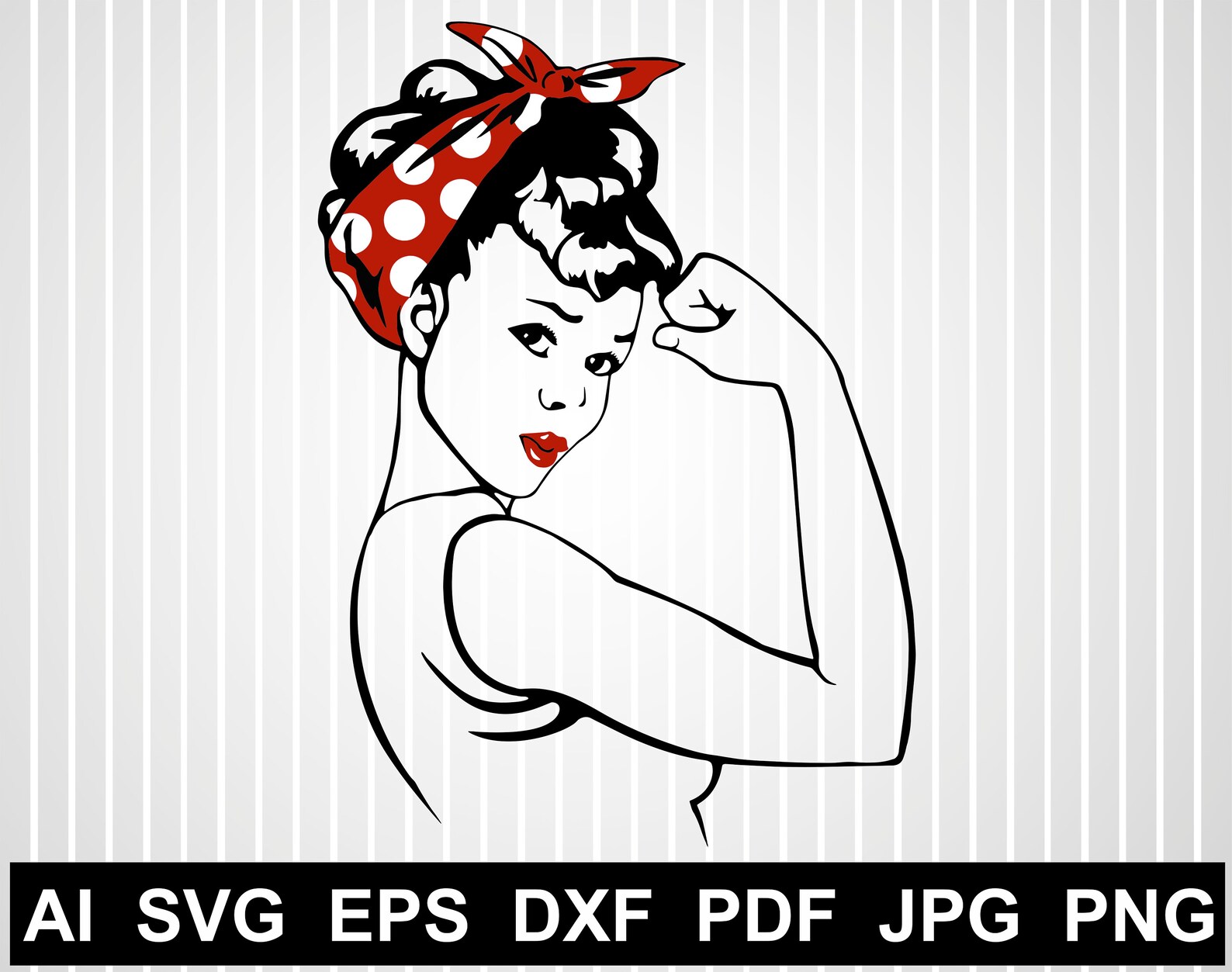 Rosie the riveter svg cuts file for cricut Strong woman Png image 1.