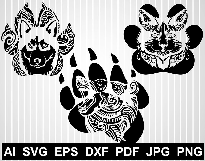 Dog paw print svg files for cricut Cat paw print Bear Paw image 0