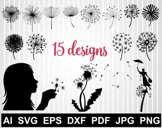 Dandelion Svg File For Cricut Flower Silhouette Circuit Cut Etsy