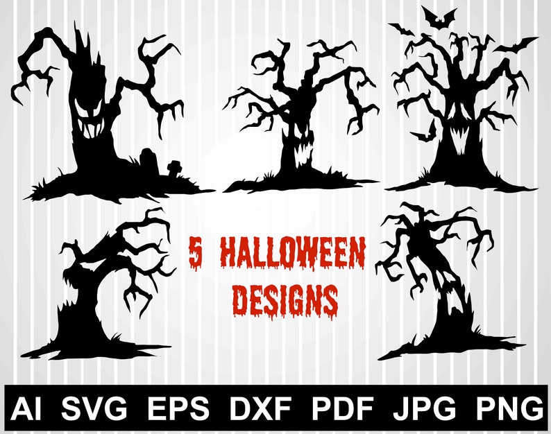 Halloween haunted tree svg files for cricut Pumpkin clipart image 0