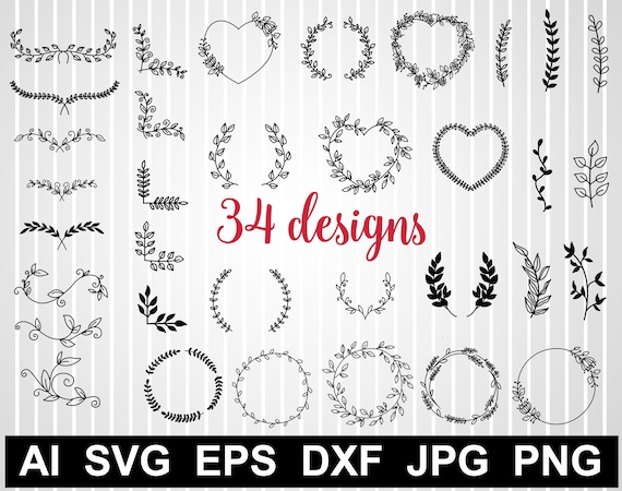 Download Laurel Wreath Svg Monogram Frame Floral Circle Svg Leaf Etsy