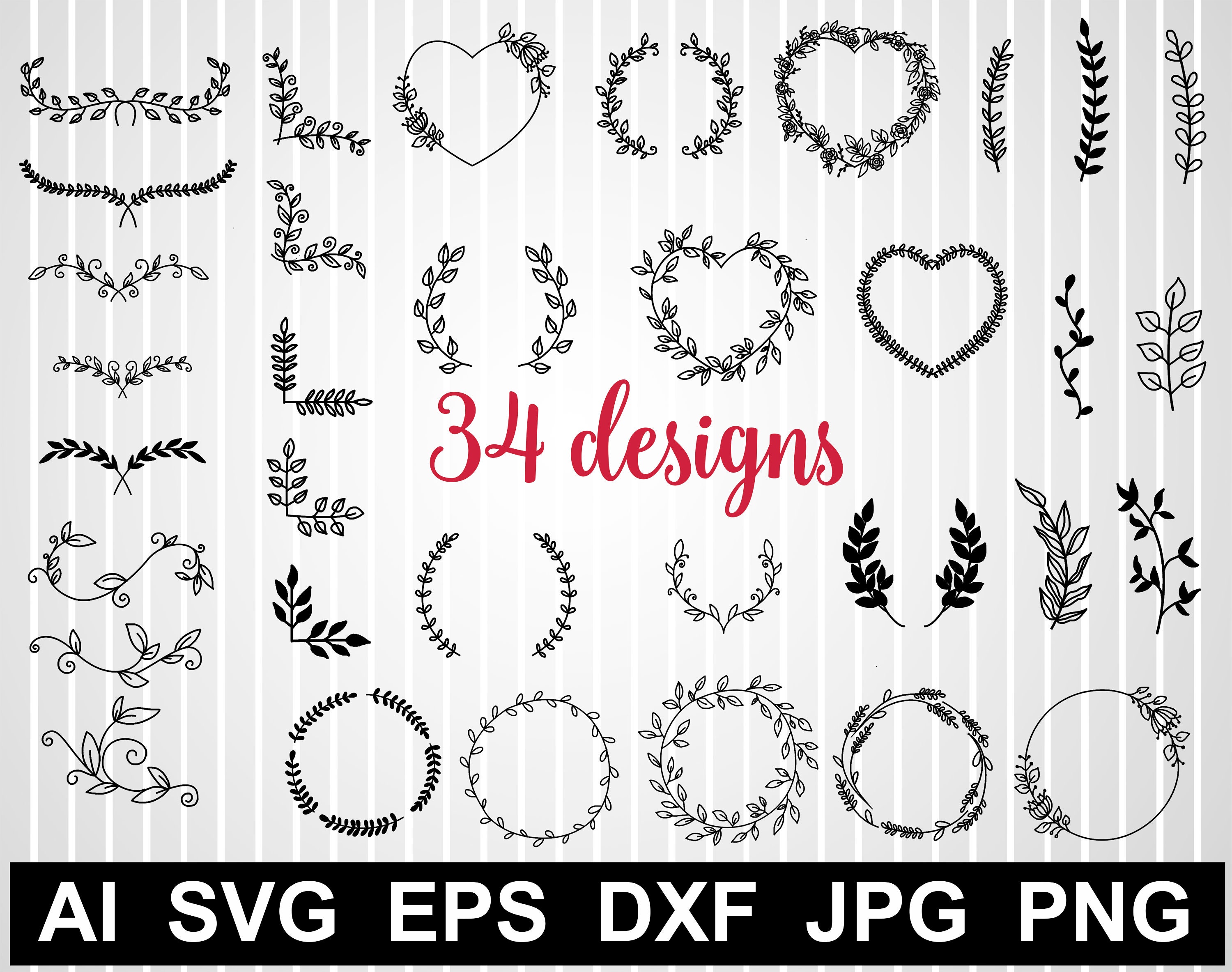 Download Laurel wreath monogram frame svg Floral Wreath png Leaf | Etsy