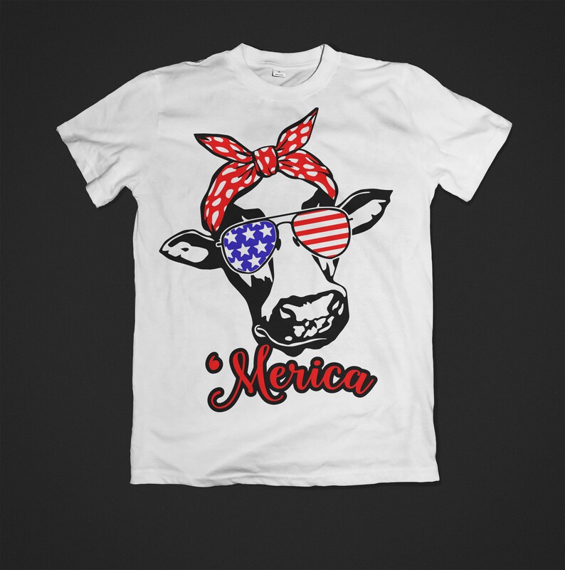 Download Cow with bandana svg file Merica silhouette Patriotic svg ...