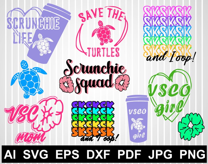 VSCO girl svg bundle Sea turtle svg File for cricut Sksksk svg image 0