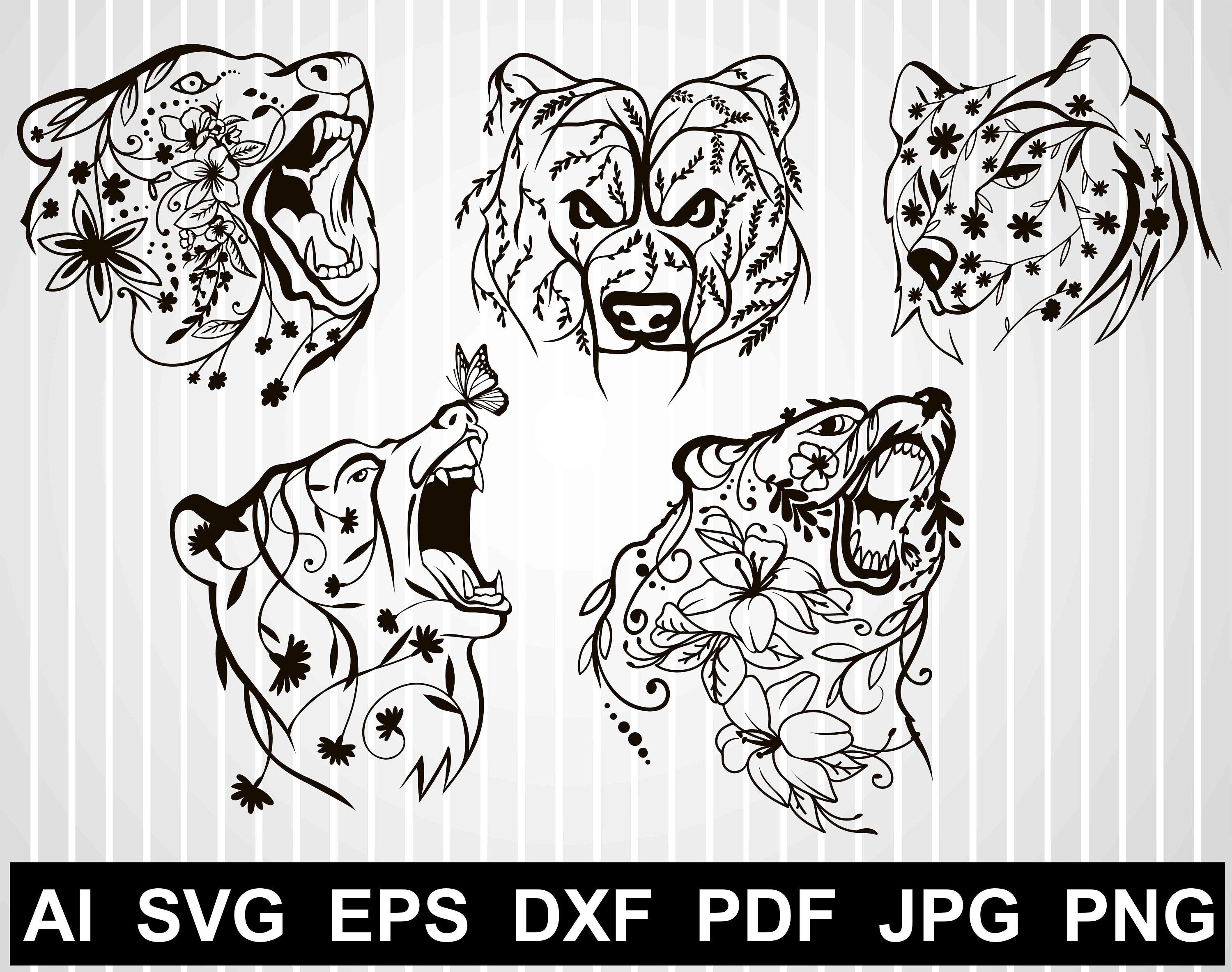 Download Floral Bear Svg Files For Cricut Bear Zentangle Bear Etsy