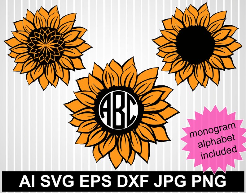 Download Sunflower svg bundle free design clipart Sun svg cuts ...