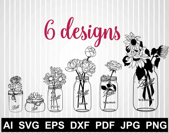 Floral Mason Jar Svg Files For Cricut Farmhouse Svg Mason Jar Etsy