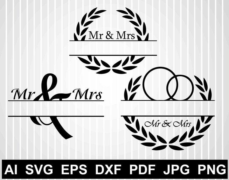 Mr and Mrs svg cut file Split monogram frame svg Just married image 0