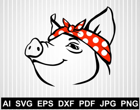 Download Pig Bandana Svg Cuts File For Cricut Pig With Bandana Svg Free Etsy