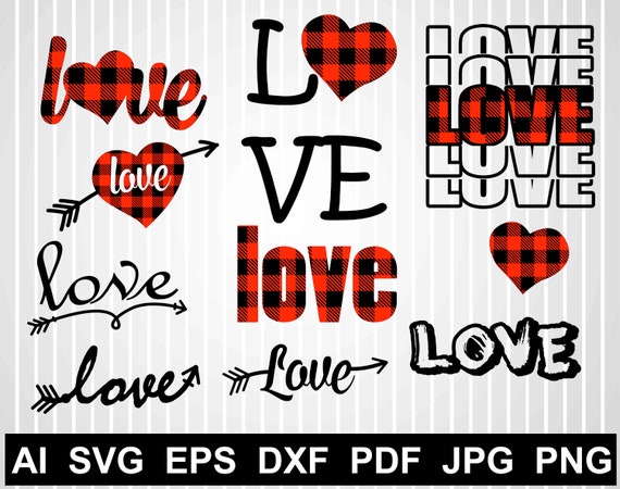 Download Valentines Day Love Plaid Svg Files For Cricut Love Silhouette Etsy