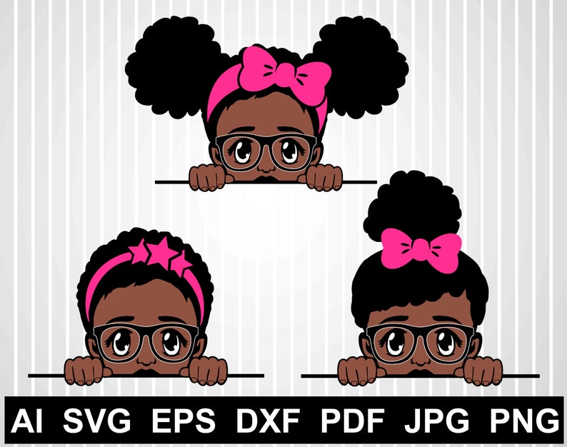 Download Peek a boo svg bundle Afro girl vector African american ...