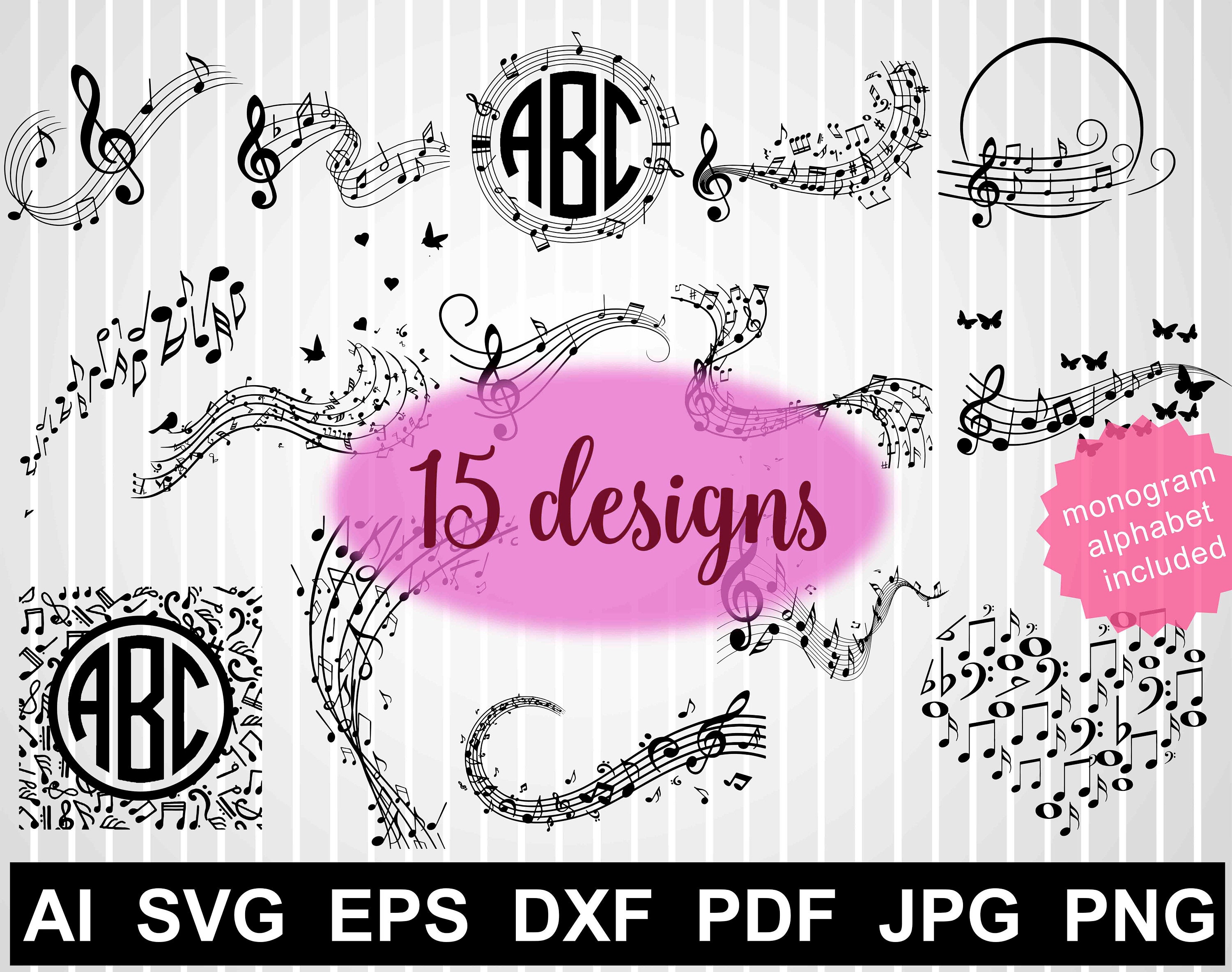 Music clipart svg bundle for cricut Music notes svg free Etsy