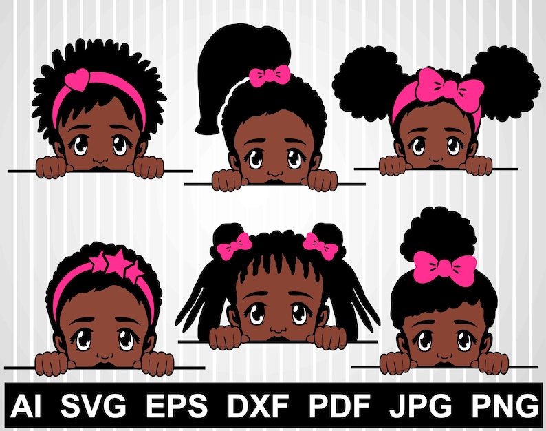 Download Peek a boo svg bundle Afro girl vector African american ...