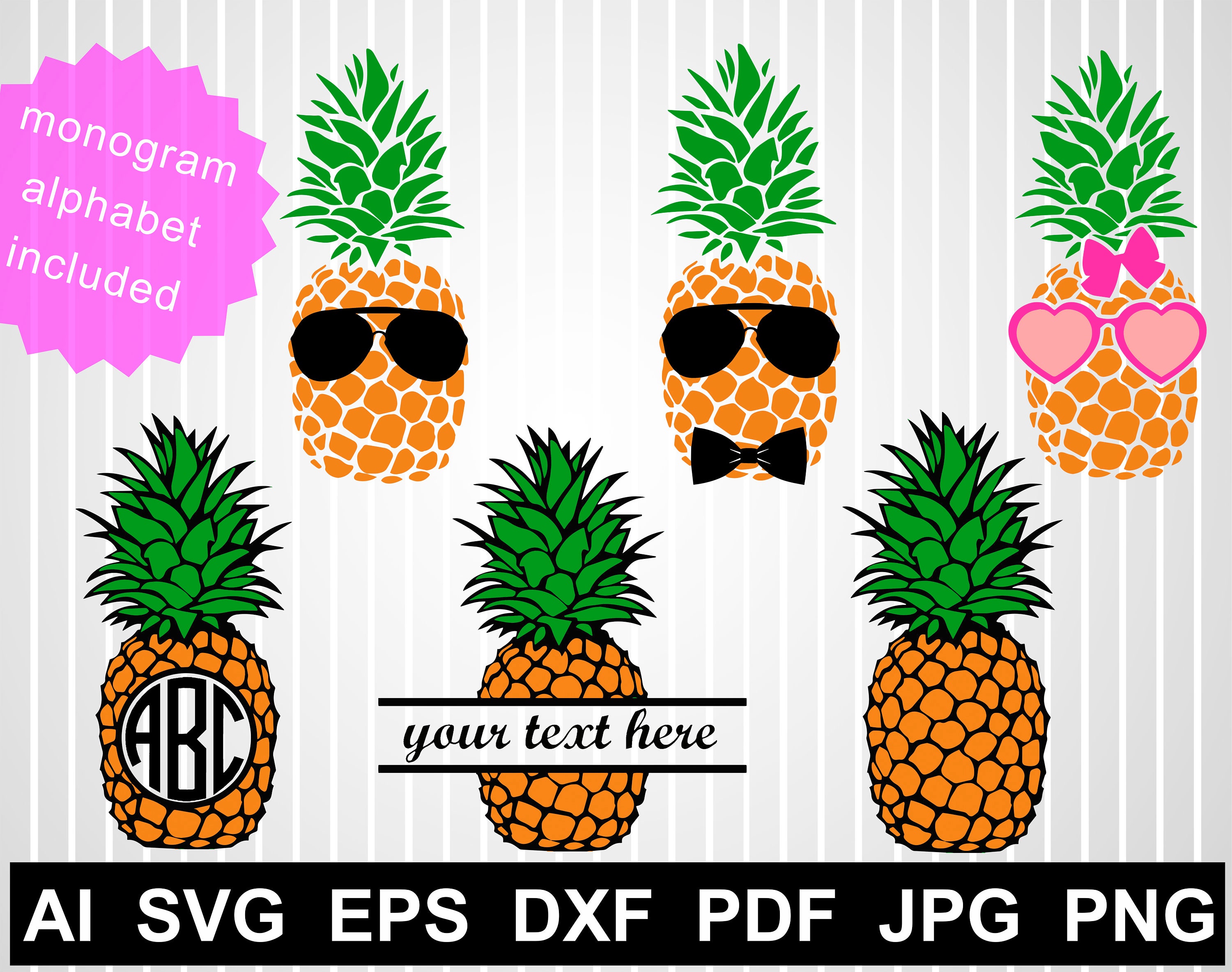 Download Pineapple Svg Free Pineapple Split Monogram Svg Logo Pineapple Etsy