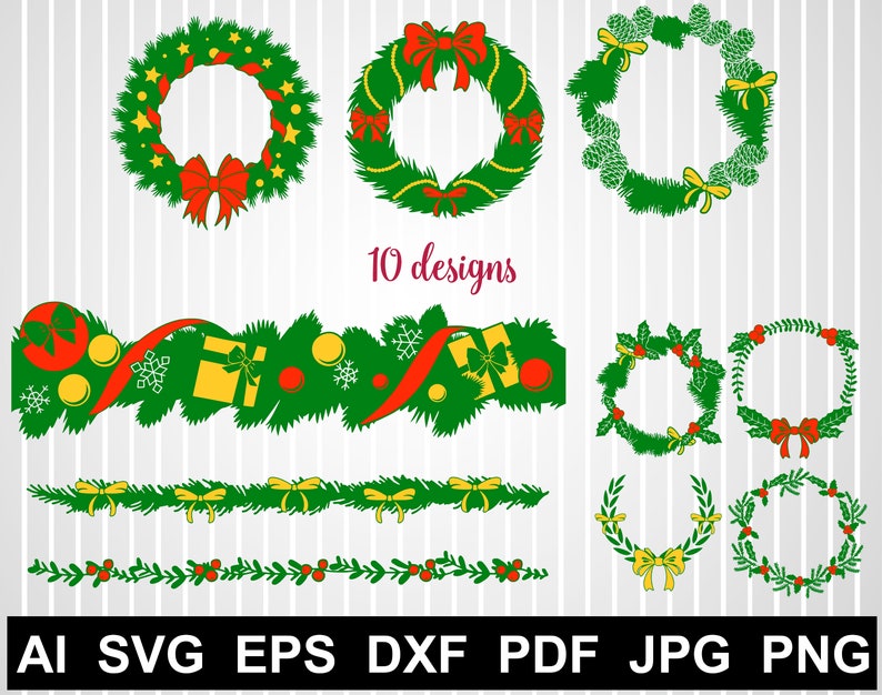 Christmas wreath svg file Holiday wreath svg Vector design image 0