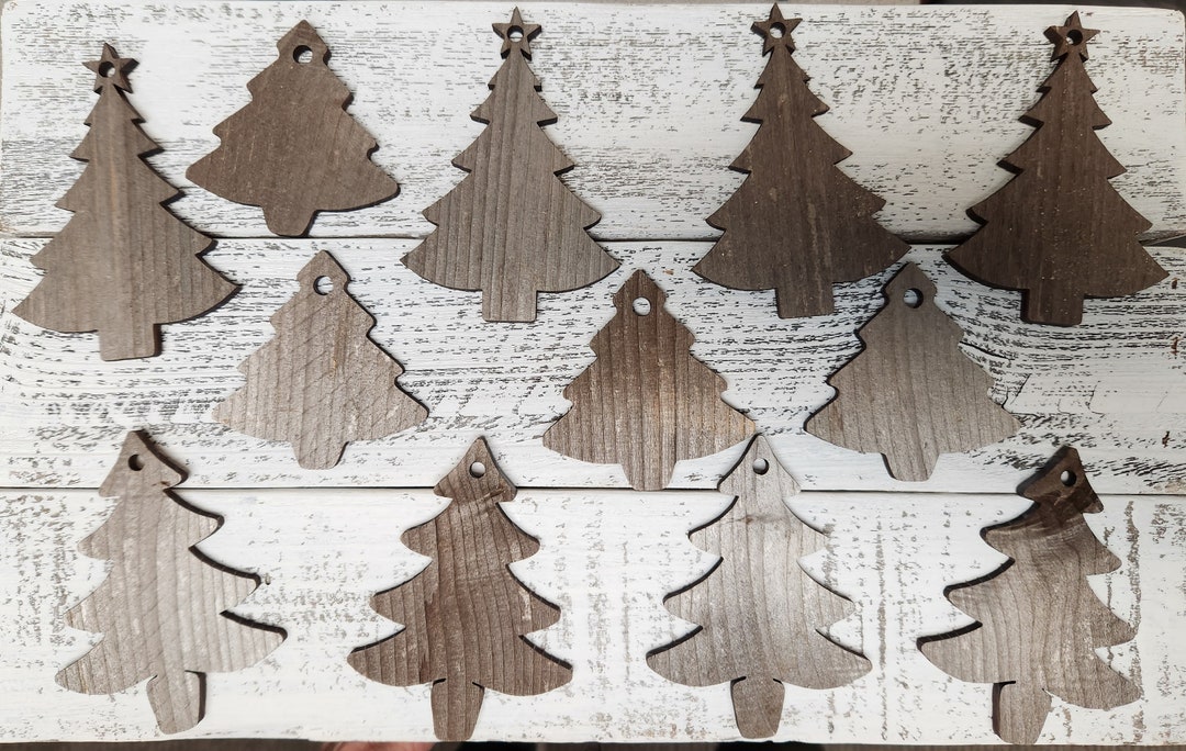 Barnwood Christmas Tree Cutouts Wooden Trees to Paint Christmas Tree Hanging Ornaments