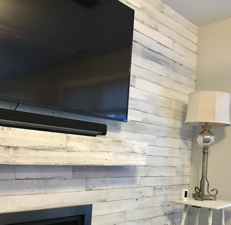 Whitewash Reclaimed Wood Wall Planks Etsy