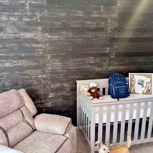 Black Wash Reclaimed Barn Wood Wall Paneling Planks for Accent Wall, Nail up Application