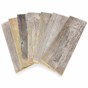 Rustic Weathered Reclaimed Wood Planks for DIY Crafts, Projects and Decor (20 pcs. Thin Planks - 3.5&quot; x 12&quot; x 0.25&quot;)