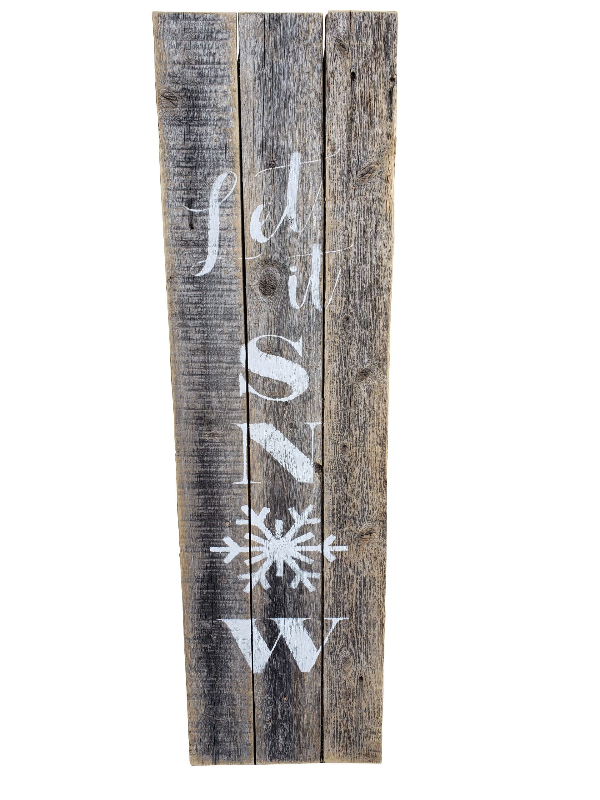 Rustic Sign Ice Let It Snow - Rustic Reclaimed Wood Sign - Christmas Holiday Decor for ...
