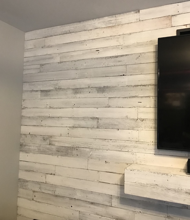 Whitewash Reclaimed Wood Wall Planks | Etsy