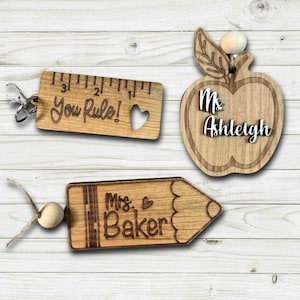 Personalized Teacher Appreciation Gifts (Car charms, Apple, Ruler or Pencil)