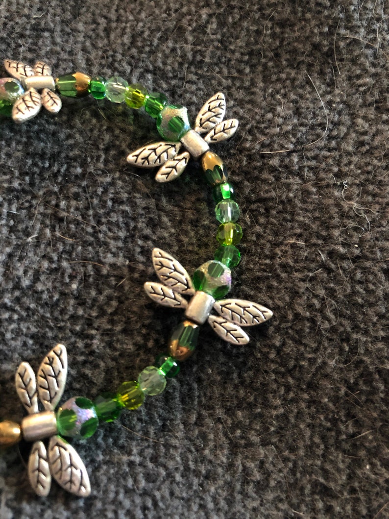 Green Glass Bead Bracelet Firefly Stretch 5 Wrist Size Etsy