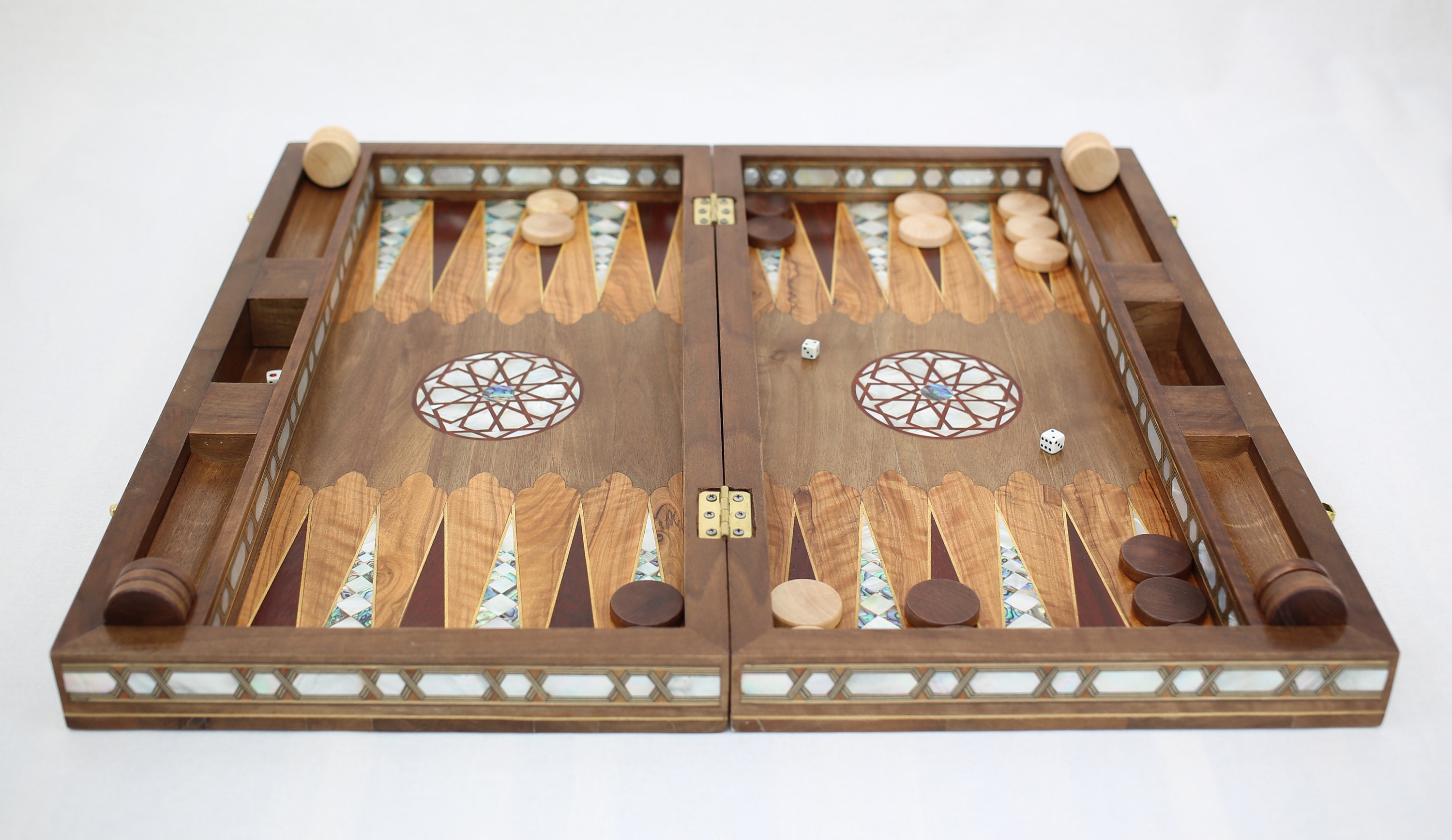 Backgammon mit Perlmutt-Intarsien Backgammon-Premium | Etsy