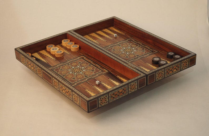 Backgammon-Mosaic-Syrian marquetry--High quality-mosaic Chess board