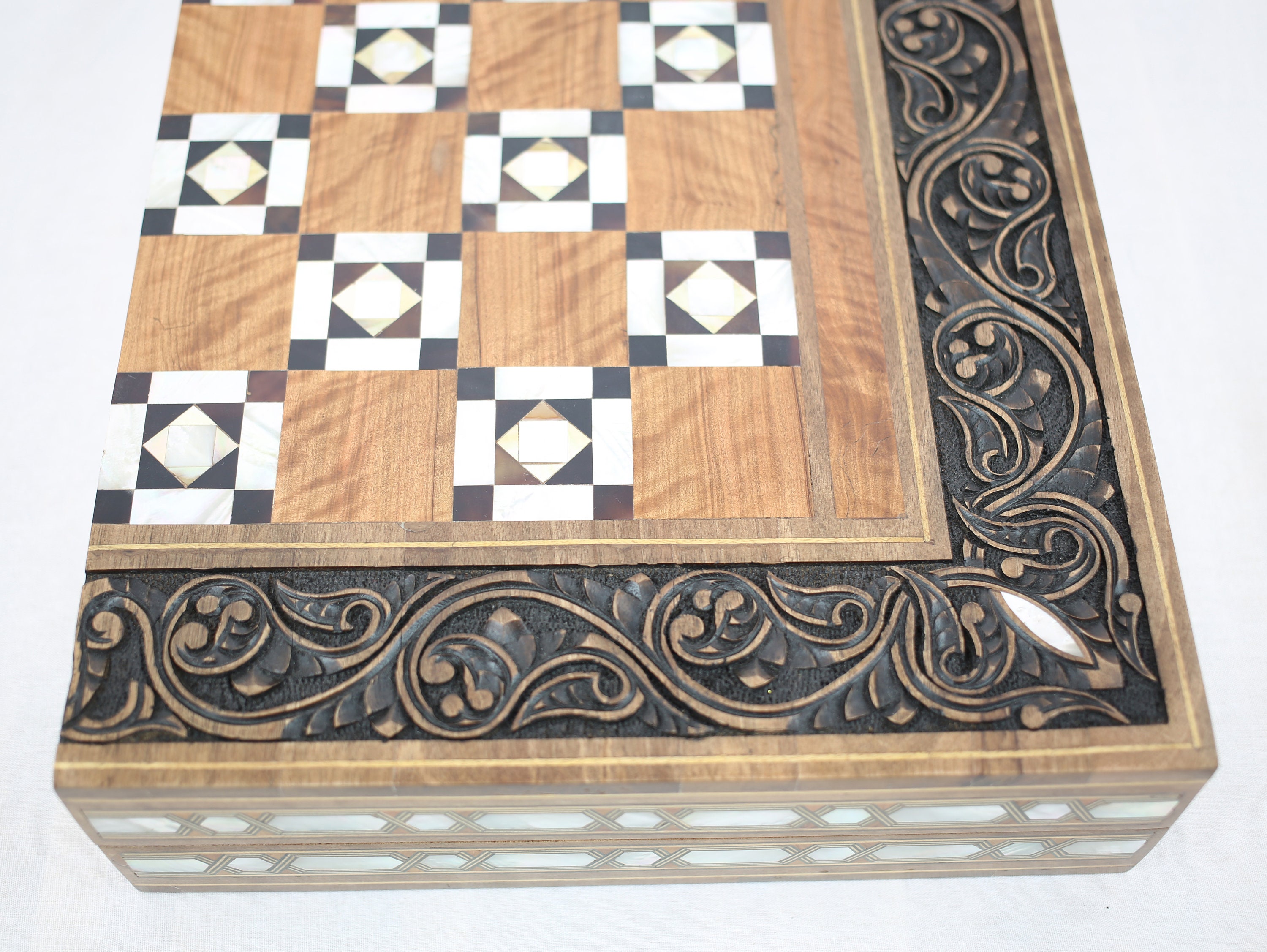 Backgammon mit Perlmutt-Intarsien Backgammon-Premium | Etsy