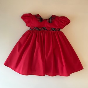 Red & Tartan party dress-Baby Dress-Tartan party dress-Tartan dress-Girls dress-Newborn Dress-Birthday Dress-Toddler Dress-Summer Dress
