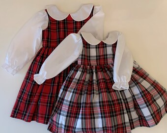 green tartan baby dress