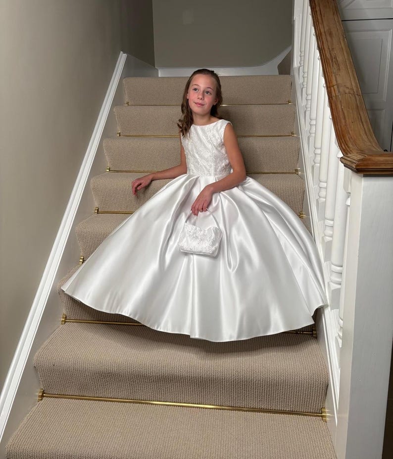 White Halter Dress with Bow Detail - Tea Length Communion Dress