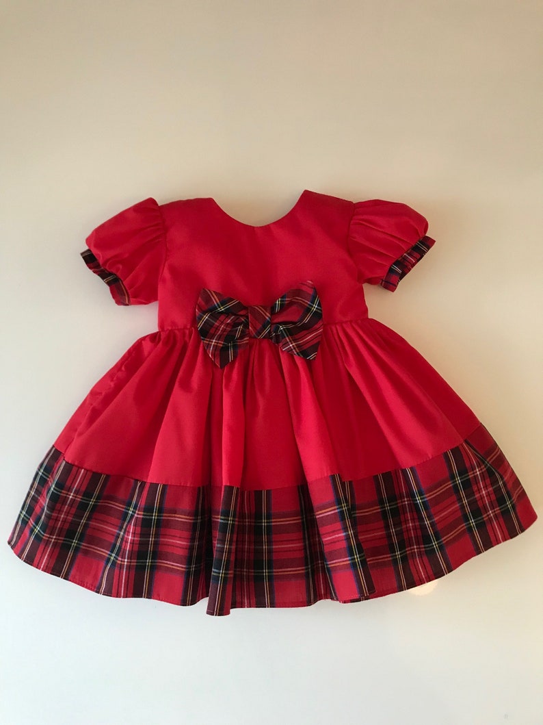 Red & Tartan Party Dress-baby Dress-red Dress-tartan - Etsy UK