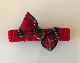 Tartan Headband-Red Headband-Plaid Headband-Baby Headband-Girls headband-Toddler Headband-Navy Headband-White headband-White Headband-Bow